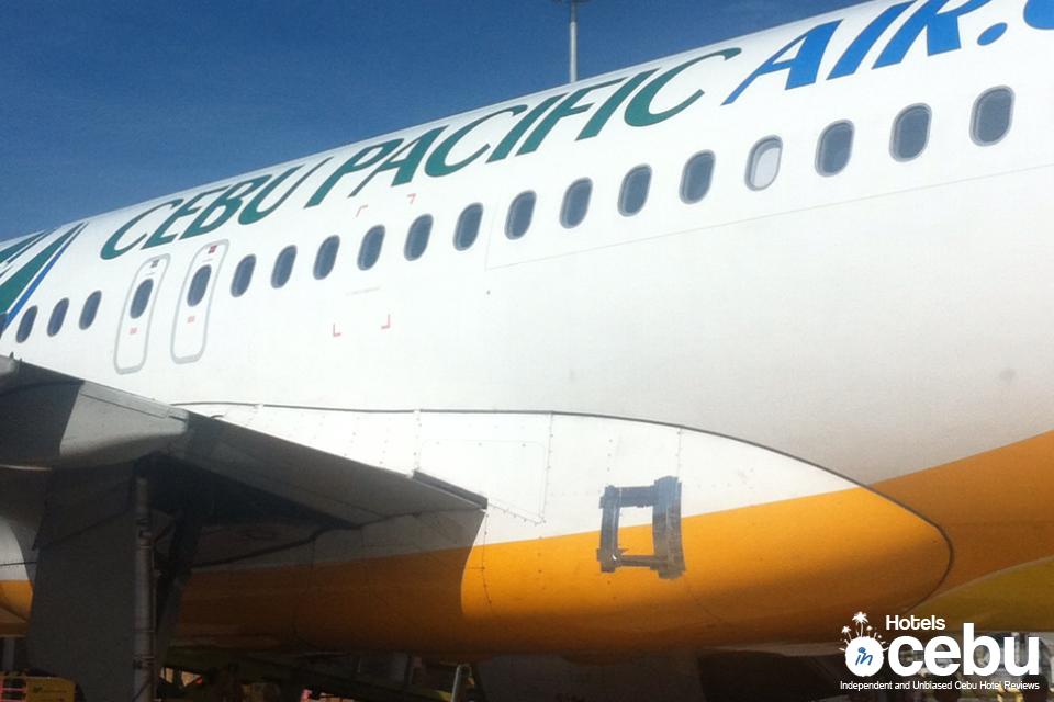 Cebu Pacific aircraft with duct tape