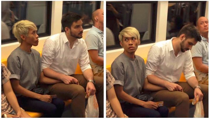 White asian gay couple