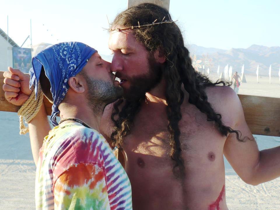 Photos of LGBTs posing as Jesus on a crucifix appeared long before same-sex marriage law ...