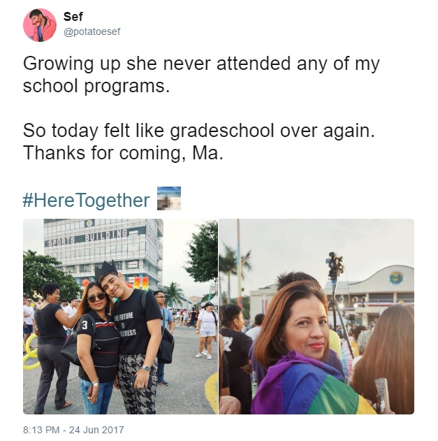 mom joins her gay son to pride march