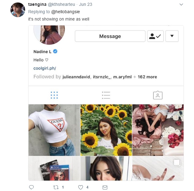 Nadine Lustre missing Instagram photos