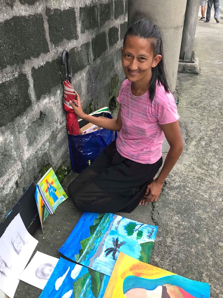 Homeless, selftaught artist in Katipunan draws artworks